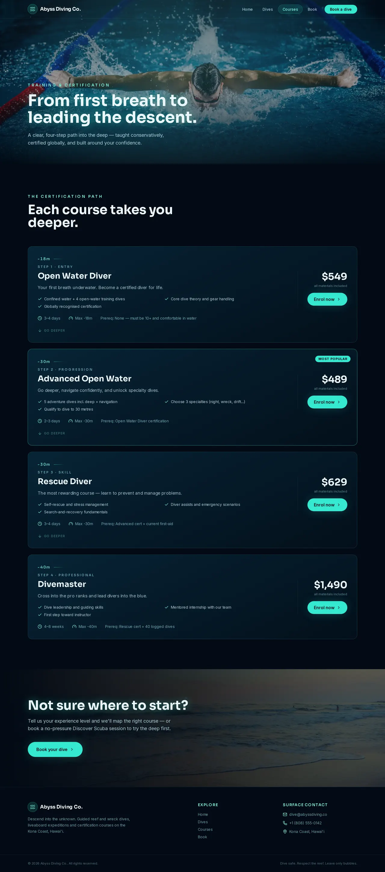 Abyss Diving Co. — Courses