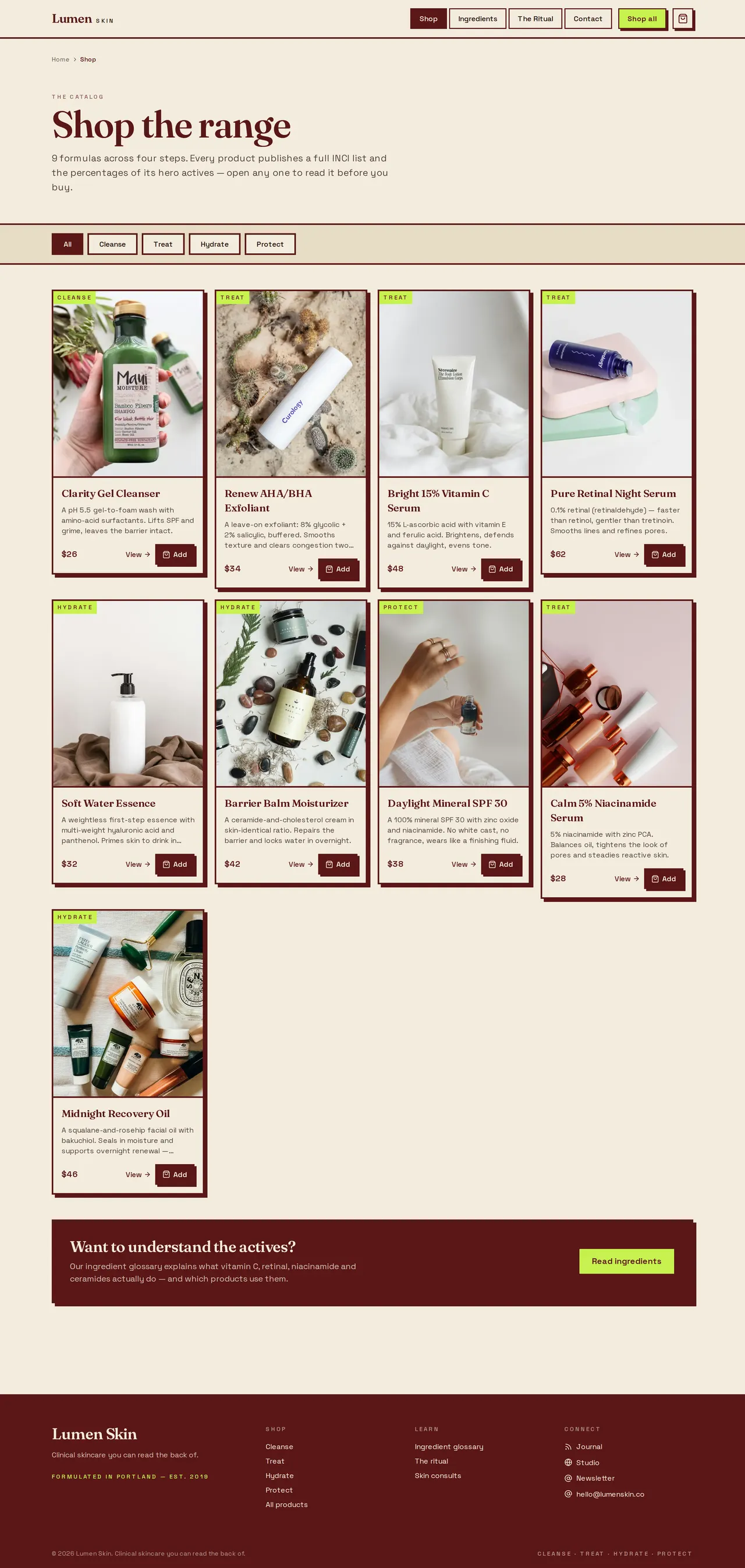 Lumen Skin — Shop