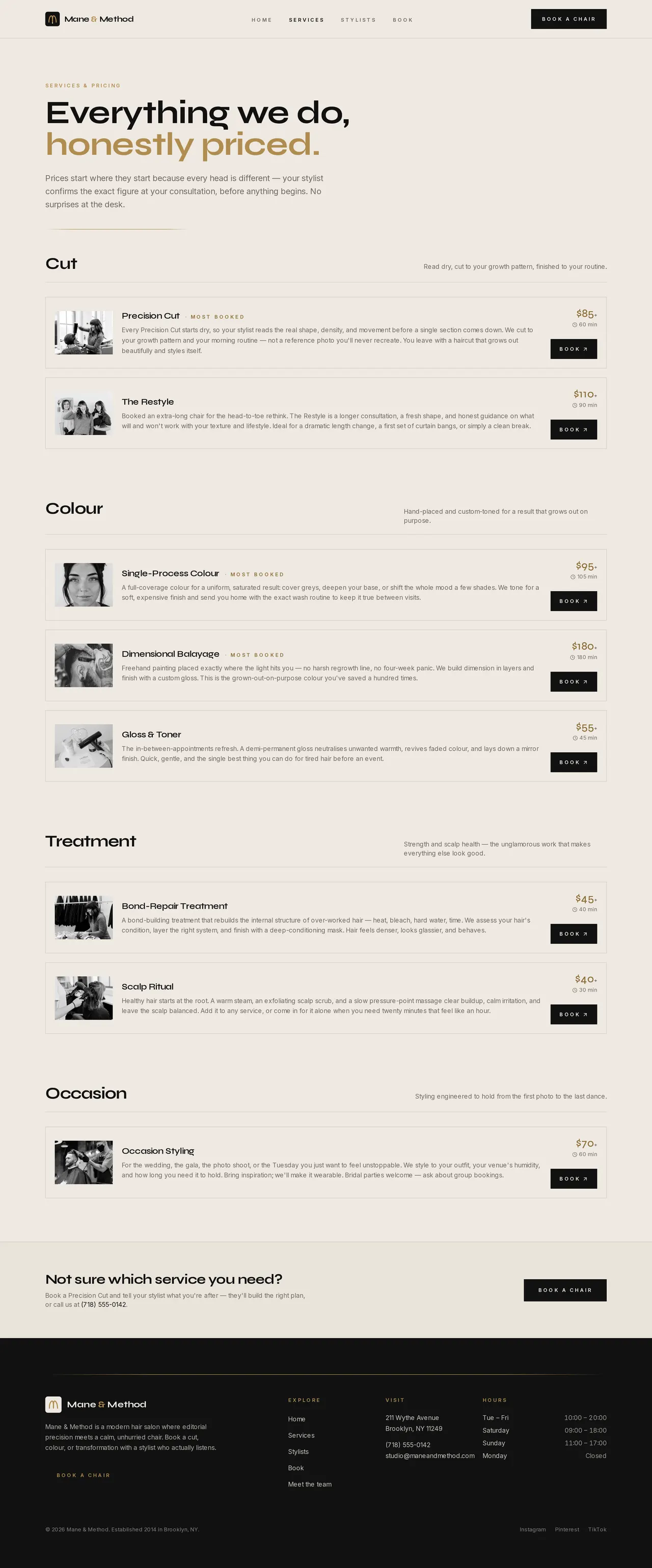 Mane & Method — Services