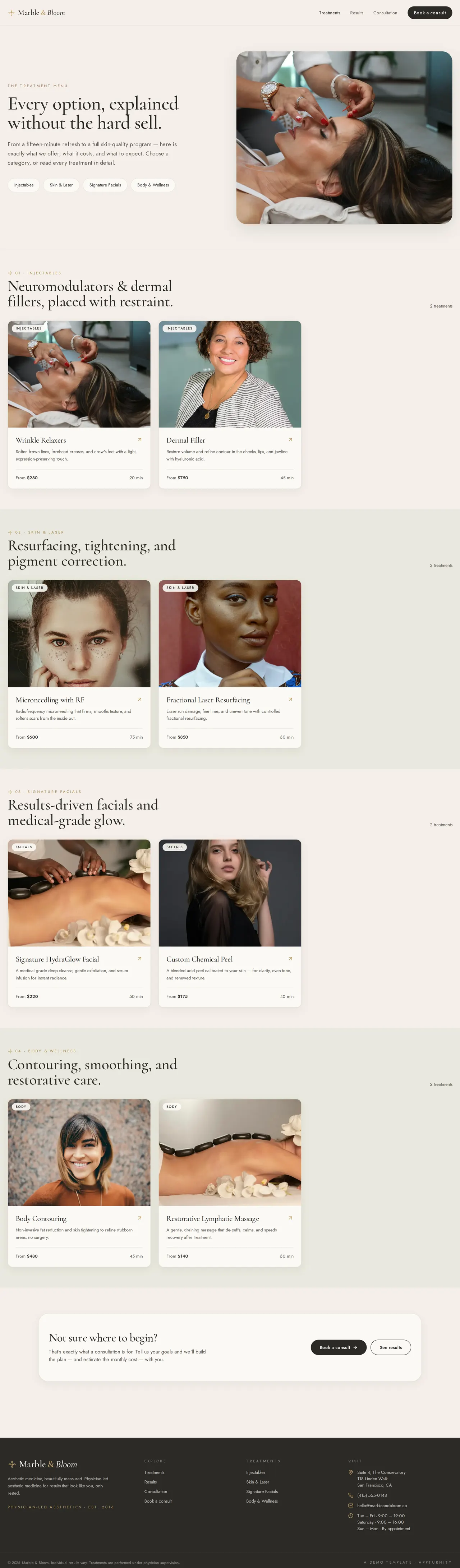 Marble & Bloom — Treatments