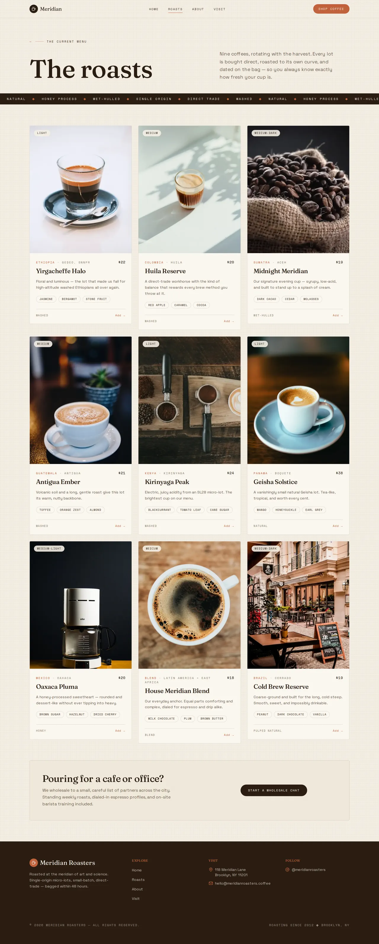 Meridian Coffee — Roasts