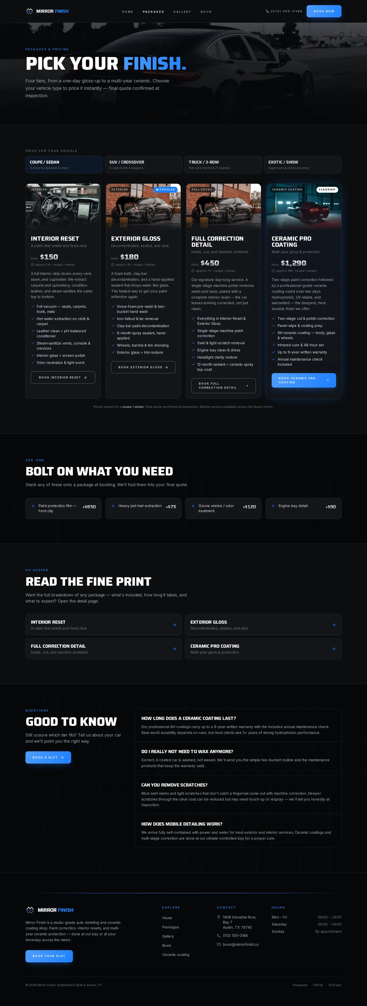 Mirror Finish — Packages