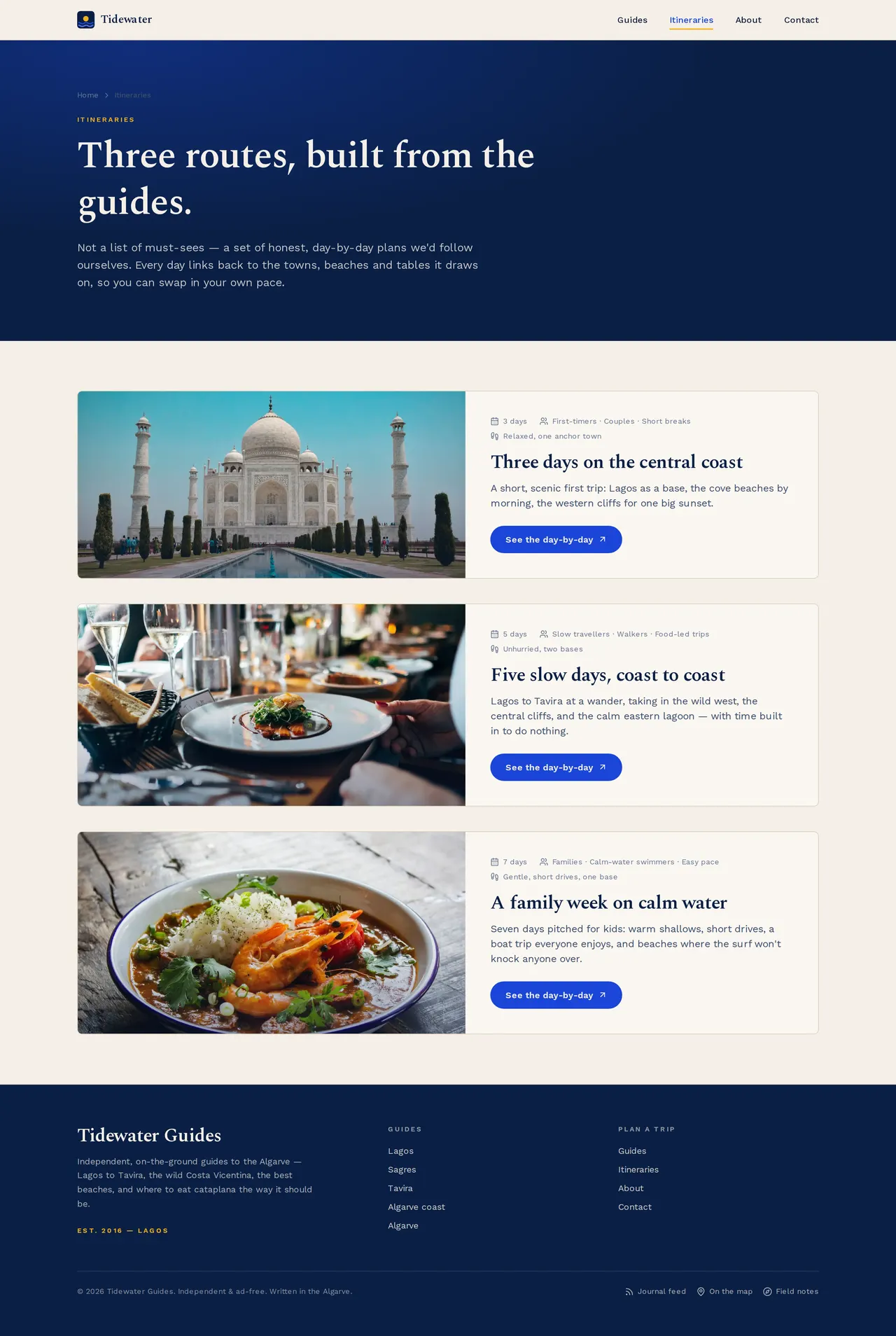 Tidewater Guides — Itineraries