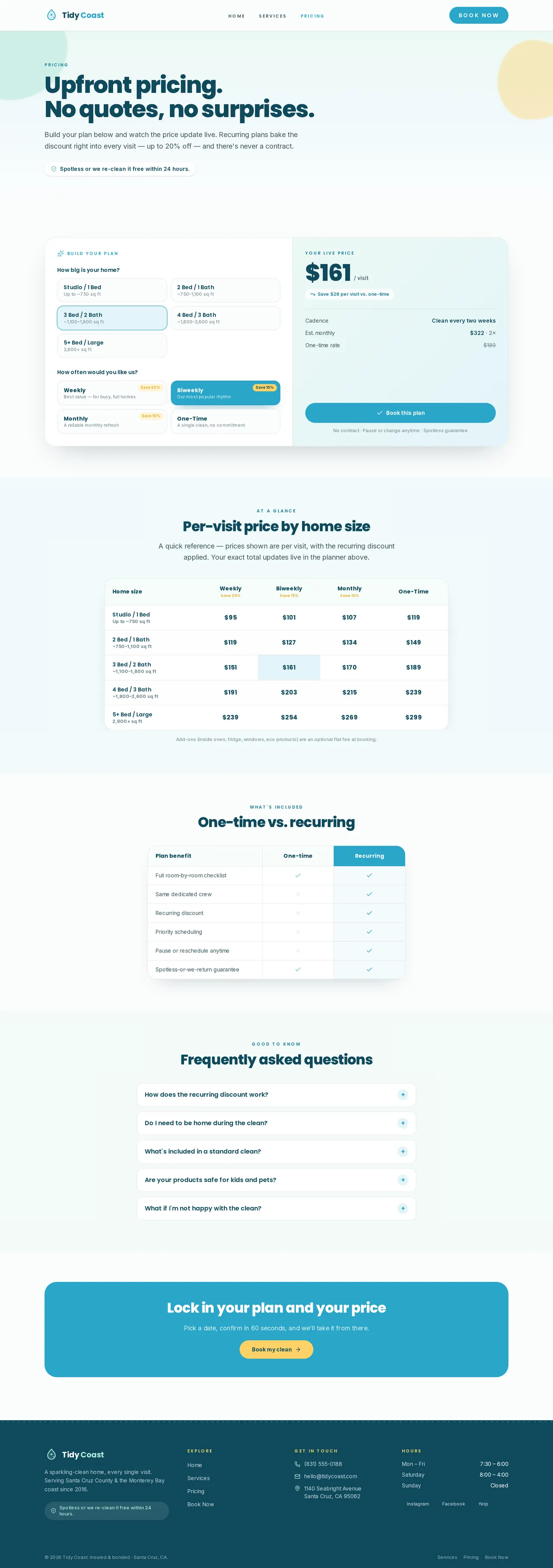 Tidy Coast — Pricing