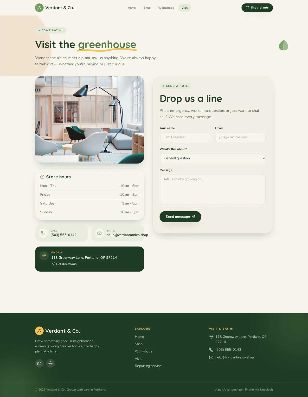 Verdant & Co. — Contact