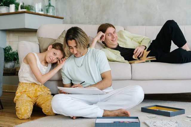 A homeowner enjoying a cozy, comfortable evening at home.