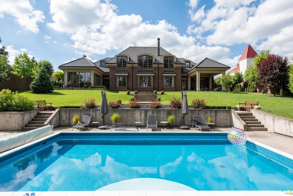Hillside pool and deck